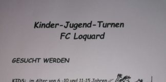 Ab Samstag, den 31.10.2020 findet bei unserem FC Loquard wieder ein regelmäßiges Kinder-Jugend-Turnen statt. Flyer: Jens Düsberg