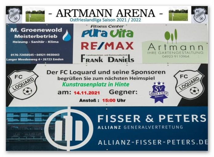 Kunstrasen anstatt Artmann-Arena: Am morgigen Sonntag weicht unser FCL nach Hinte aus, damit das Ostfrieslandliga-Spiel gegen Amisia Wolthusen stattfinden kann. FCL-Bild: Reiner Poets