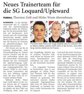 Ein neues Kapitel: Ab Sommer trainiert Mirko gemeinsam mit Thorsten Zeiß und Jens Wiltfang unsere Zweite. Quelle: Emder Zeitung