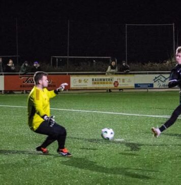 Da isser: Finn-Ole Tammeus erzielt seinen ersten Treffer im FCL-Trikot. FCL-Bild: Reiner Poets
